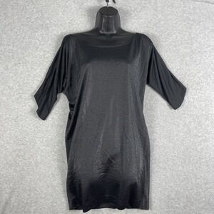 Diane von Furstenberg Shimmer Shift Sheath Dress Womens S Dark Gray Quiet Luxury